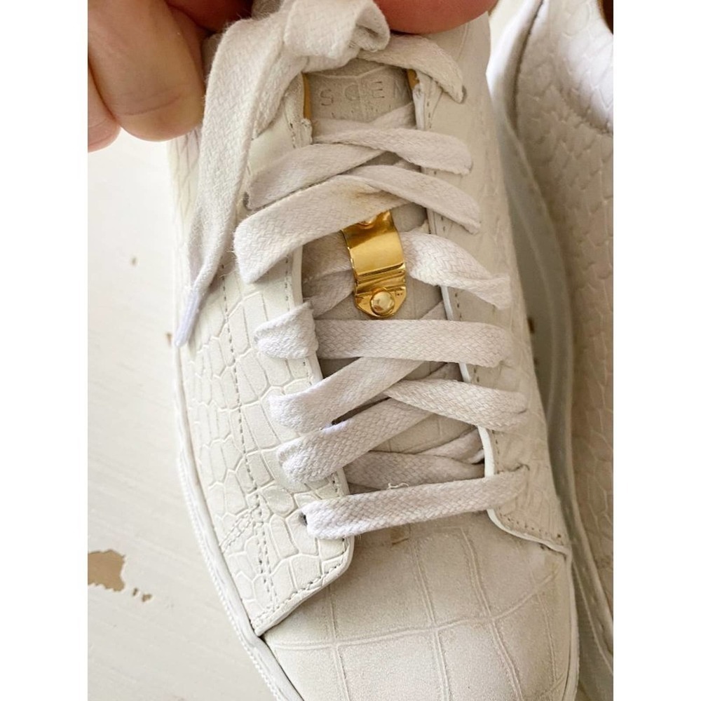 Buscemi En Noir White Crocodile Embossed Leather Low Top Sneakers Shoes Size 6 - Picture 5 of 11